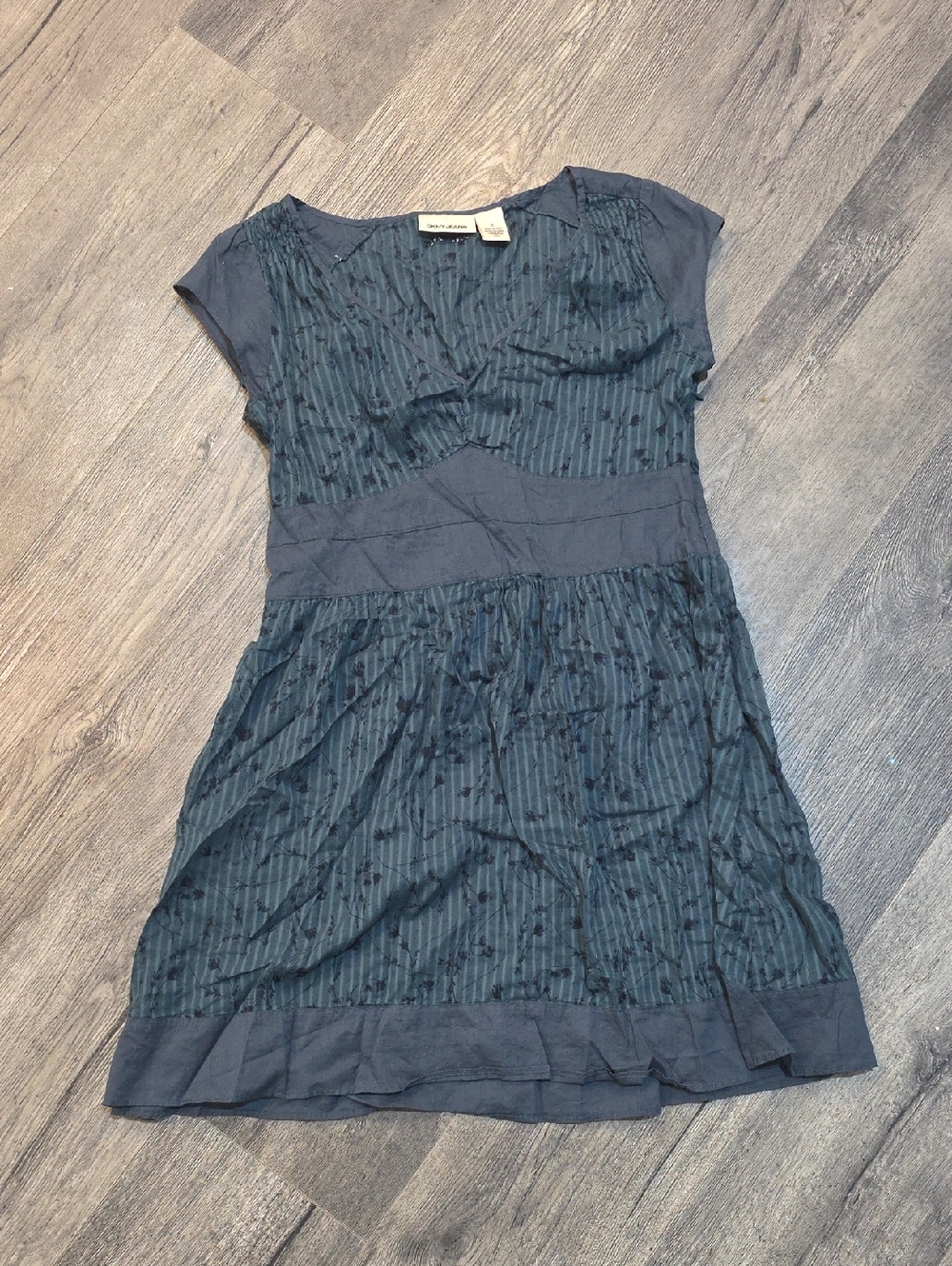 Dkny Women’s Sheer Blue Textured Cap-Sleeve Dress